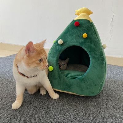 고품질 고양이 강아지 침대 빨 따뜻한 애완 동물 침대 럭셔리 크리스마스 트리 동굴 매트
