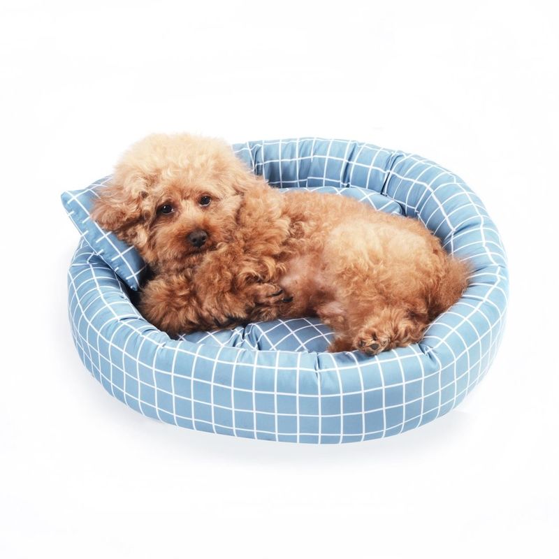 베개와 함께 도매 라운드 부드러운 따뜻한 애완 동물 침대 도넛 Cuddler 고양이 개 침대 애완 동물 침대 럭셔리 미끄럼 방지 바닥