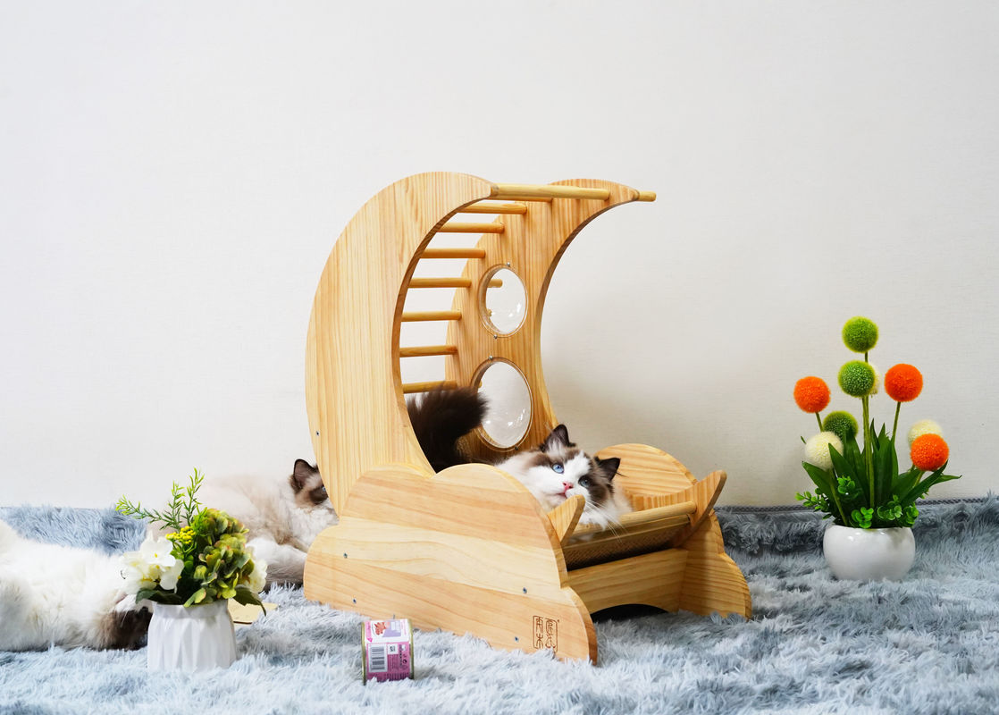 Hallupets 고양이 긁는 집 애완 동물 콘도 고양이 나무 침대 나무 집
