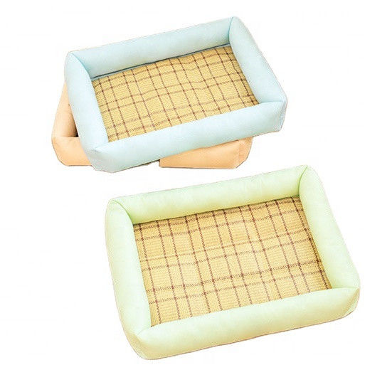 냉각 밀짚 대나무 아늑한 여름 개 침대 650g 강아지 잠자는 침대