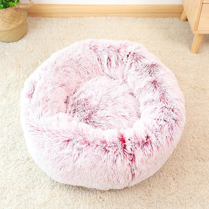 고품질 따뜻한 봉제 애완 동물 침대 럭셔리 울트라 부드러운 솜털 도넛 Cuddler 고양이 개 둥지 가짜 모피 개 진정 침대