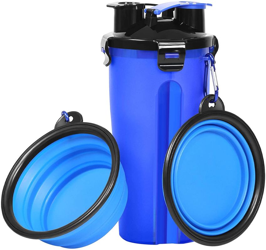 접을 수 있는 휴대용 그릇이 있는 350ml 개 물 및 음식 병 Hallupets