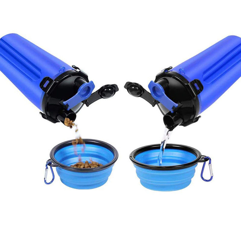 접을 수 있는 휴대용 그릇이 있는 350ml 개 물 및 음식 병 Hallupets