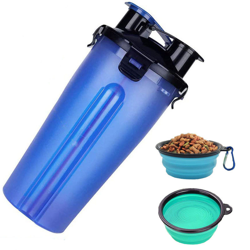 접을 수 있는 휴대용 그릇이 있는 350ml 개 물 및 음식 병 Hallupets