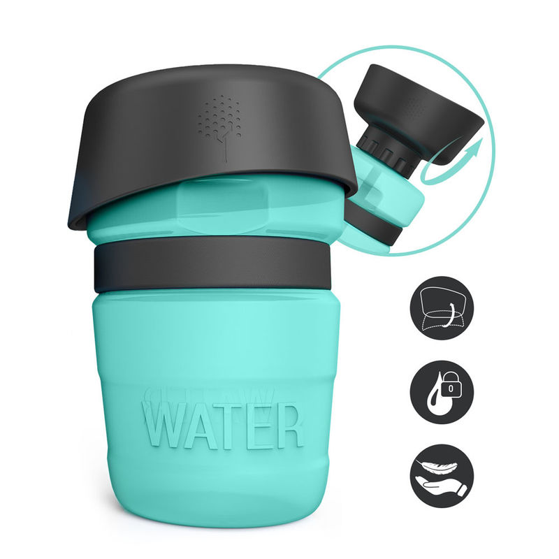 520ml HDPE 실리콘 애완 동물 물병 누출 방지 개 물병